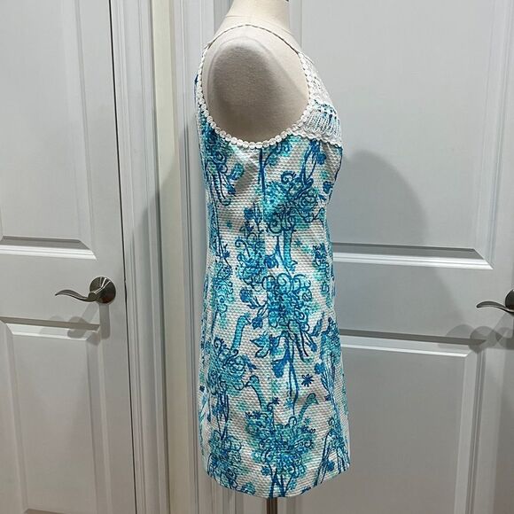 Lilly Pulitzer Dress Pearl Crochet Neck Halter Size 14 Blue & White - Picture 6 of 16